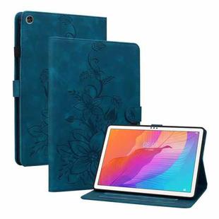 For Huawei MatePad T 10s / Enjoy Tablet 2 Lily Embossed Leather Tablet Case(Dark Blue)