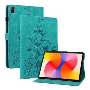 For Huawei MatePad SE 11 2024 Lily Embossed Leather Tablet Case(Green)