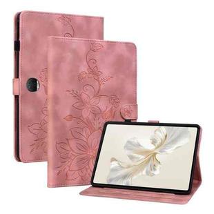 For Honor Pad 9 12.1 Lily Embossed Leather Tablet Case(Pink)