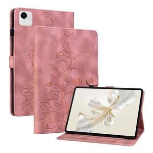For Honor Pad X9a Lily Embossed Leather Tablet Case(Pink)