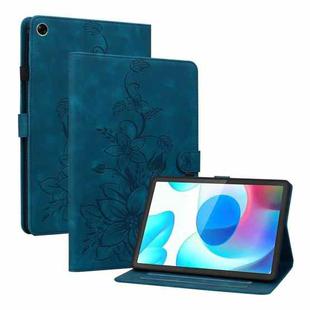 For Realme Pad Mini 8.7 Lily Embossed Leather Tablet Case(Dark Blue)