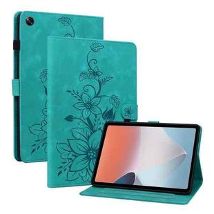 For OPPO Pad Air Lily Embossed Leather Tablet Case(Green)