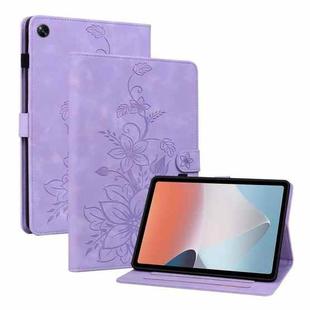 For OPPO Pad Air Lily Embossed Leather Tablet Case(Purple)