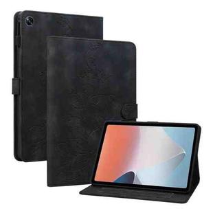 For OPPO Pad Air Lily Embossed Leather Tablet Case(Black)