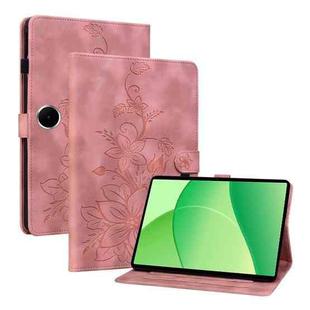 For OPPO Pad SE 11 inch Lily Embossed Leather Tablet Case(Pink)