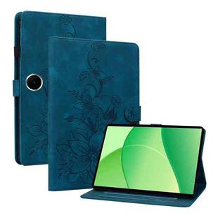 For OPPO Pad SE 11 inch Lily Embossed Leather Tablet Case(Dark Blue)