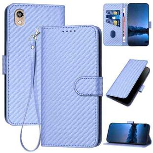 For Honor 8S YX0070 Carbon Fiber Buckle Leather Phone Case with Lanyard(Light Purple)