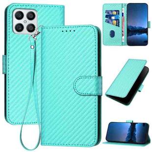For Honor X8 4G / X30i / Play6T Pro YX0070 Carbon Fiber Buckle Leather Phone Case with Lanyard(Light Blue)