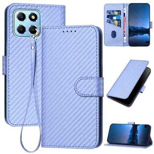 For Honor X8 5G YX0070 Carbon Fiber Buckle Leather Phone Case with Lanyard(Light Purple)