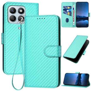 For Honor X8b YX0070 Carbon Fiber Buckle Leather Phone Case with Lanyard(Light Blue)