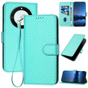For Honor X40 5G / X9a 5G / Magic5 Lite YX0070 Carbon Fiber Buckle Leather Phone Case with Lanyard(Light Blue)
