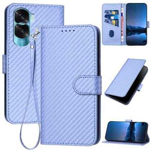 For Honor X50i 5G / 90 Lite YX0070 Carbon Fiber Buckle Leather Phone Case with Lanyard(Light Purple)