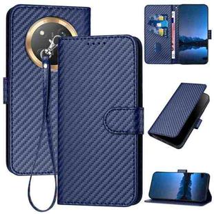 For Honor X9c Global YX0070 Carbon Fiber Buckle Leather Phone Case with Lanyard(Royal Blue)