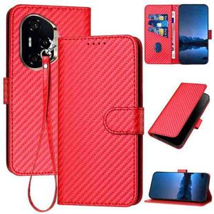 For Honor 300 Pro / Honor 300 Ultra YX0070 Carbon Fiber Buckle Leather Phone Case with Lanyard(Red)