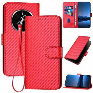 For Honor Magic7 YX0070 Carbon Fiber Buckle Leather Phone Case with Lanyard(Red)