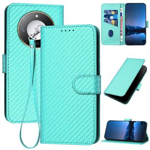For Honor X60 / X9c Smart YX0070 Carbon Fiber Buckle Leather Phone Case with Lanyard(Light Blue)