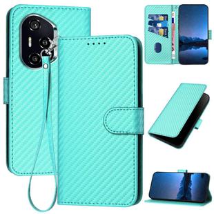 For Honor 400 YX0070 Carbon Fiber Buckle Leather Phone Case with Lanyard(Light Blue)