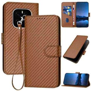For Honor GT Pro YX0070 Carbon Fiber Buckle Leather Phone Case with Lanyard(Coffee)
