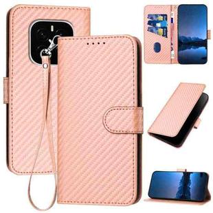 For Honor GT Pro YX0070 Carbon Fiber Buckle Leather Phone Case with Lanyard(Pink)