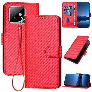 For Honor X60 GT YX0070 Carbon Fiber Buckle Leather Phone Case with Lanyard(Red)