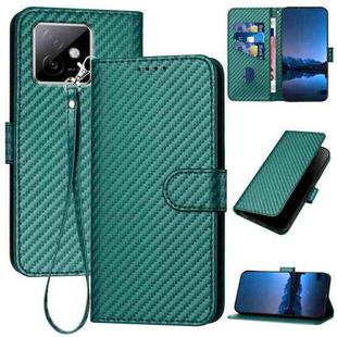 For Honor X60 GT YX0070 Carbon Fiber Buckle Leather Phone Case with Lanyard(Dark Green)