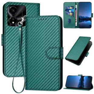For Honor X5c Plus YX0070 Carbon Fiber Buckle Leather Phone Case with Lanyard(Dark Green)
