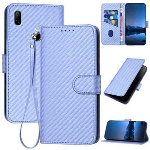 For Huawei P Smart Z YX0070 Carbon Fiber Buckle Leather Phone Case with Lanyard(Light Purple)