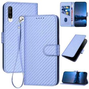 For Huawei P30 Llite / Nova 4e YX0070 Carbon Fiber Buckle Leather Phone Case with Lanyard(Light Purple)