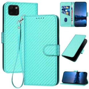 For Huawei Y5p YX0070 Carbon Fiber Buckle Leather Phone Case with Lanyard(Light Blue)