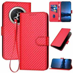 For Huawei Mate 70 Pro / Mate 70 Pro+ YX0070 Carbon Fiber Buckle Leather Phone Case with Lanyard(Red)