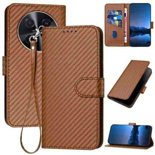 For Huawei nova 12i YX0070 Carbon Fiber Buckle Leather Phone Case with Lanyard(Coffee)