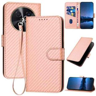 For Huawei nova 12i YX0070 Carbon Fiber Buckle Leather Phone Case with Lanyard(Pink)