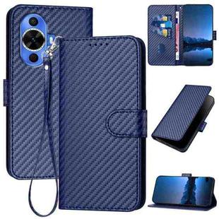 For Huawei nova 12s YX0070 Carbon Fiber Buckle Leather Phone Case with Lanyard(Royal Blue)