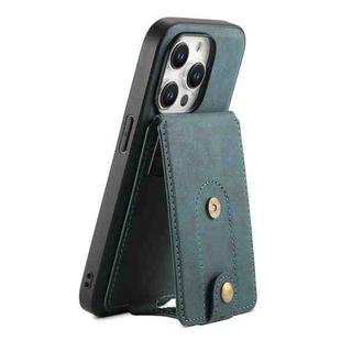 For iPhone 15 Pro Max Denior D14 NK Retro Pattern MagSafe Magnetic Card Holder Leather Phone Case(Blue)