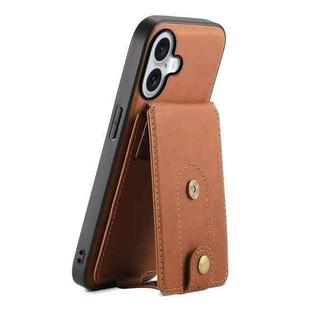 For iPhone 16 Denior D14 NK Retro Pattern MagSafe Magnetic Card Holder Leather Phone Case(Brown)