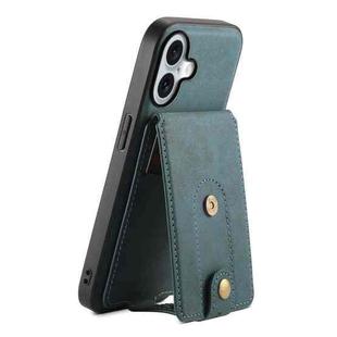 For iPhone 16 Denior D14 NK Retro Pattern MagSafe Magnetic Card Holder Leather Phone Case(Blue)