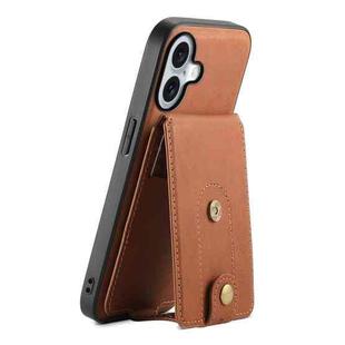 For iPhone 16 Plus Denior D14 NK Retro Pattern MagSafe Magnetic Card Holder Leather Phone Case(Brown)