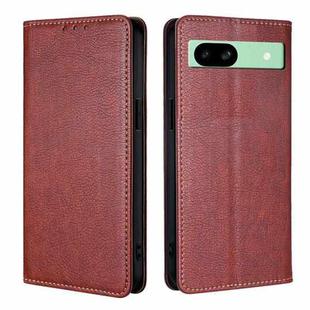 For Google Pixel 8a Gloss Oil Solid Color Magnetic Leather Phone Case(Brown)