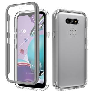 For LG Aristo 5 Pro Shockproof TPU Frame + Clear PC Back Case + Front PET Screen Protector(Grey)