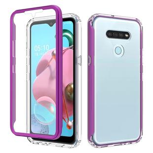 For LG K51 Shockproof TPU Frame + Clear PC Back Case + Front PET Screen Protector(Purple)