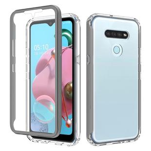 For LG K51 Shockproof TPU Frame + Clear PC Back Case + Front PET Screen Protector(Grey)