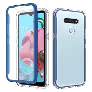 For LG K51 Shockproof TPU Frame + Clear PC Back Case + Front PET Screen Protector(Blue)