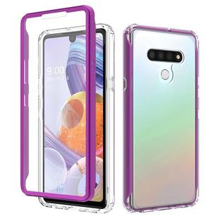 For LG Q Stylo 6 Shockproof TPU Frame + Clear PC Back Case + Front PET Screen Protector(Purple)