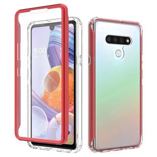 For LG Q Stylo 6 Shockproof TPU Frame + Clear PC Back Case + Front PET Screen Protector(Red)