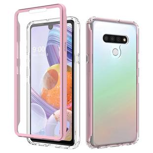 For LG Q Stylo 6 Shockproof TPU Frame + Clear PC Back Case + Front PET Screen Protector(Pink)