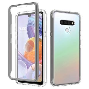 For LG Q Stylo 6 Shockproof TPU Frame + Clear PC Back Case + Front PET Screen Protector(Grey)