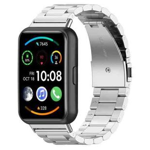 For Huawei Watch Fit 3 Three Bead Stainless Steel Metal Watch Band(Silver)