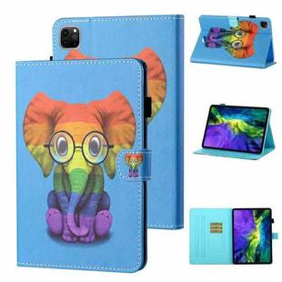 For iPad Pro 11 2024 Coloured Drawing Stitching Smart Leather Tablet Case(Colorful Elephant)