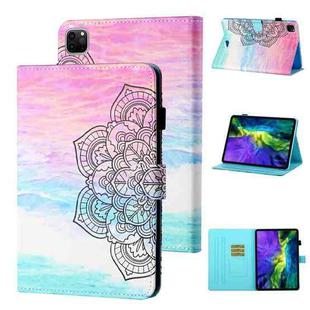 For iPad Pro 11 2024 Coloured Drawing Stitching Smart Leather Tablet Case(Colorful Mandala)