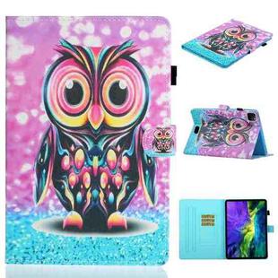 For iPad Pro 11 2024 Coloured Drawing Stitching Smart Leather Tablet Case(Owl)